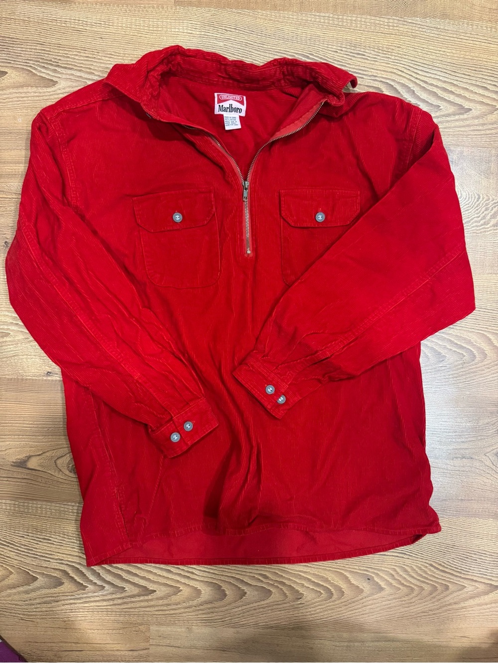 *vintage* Marlboro Red Corduroy Half-Zip Jacket